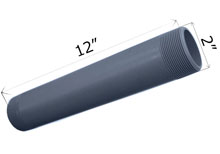 CMI 12 inch x 2 inch Threaded Nipple PVC 220-120-1